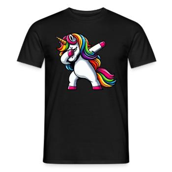 Licorne à pois surprise Rainbow Girl - T-shirt homme - noir - Devant - AI Model Male 178 light (178cm)