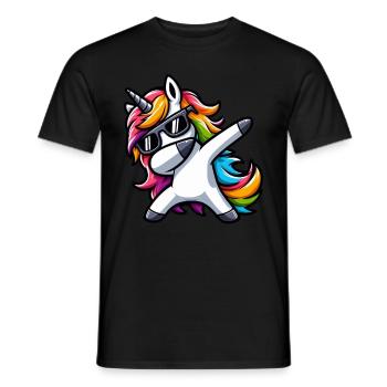 Licorne à pois surprise Rainbow Girl - T-shirt homme - noir - Devant - AI Model Male 178 light (178cm)