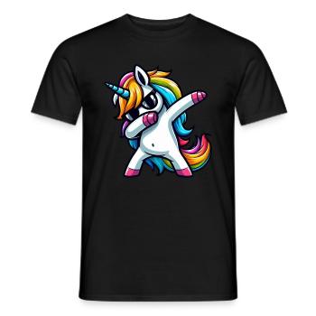 Einhorn Tupfende Überraschung Regenbogenmädchen - Männer T-Shirt - Schwarz - Vorne - AI Model Male 178 light (178cm)