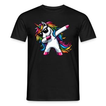 Einhorn Tupfende Überraschung Regenbogenmädchen - Männer T-Shirt - Schwarz - Vorne - AI Model Male 178 light (178cm)