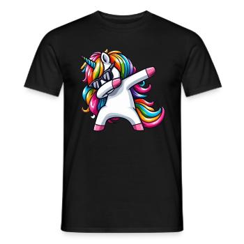 Einhorn Tupfende Überraschung Regenbogenmädchen - Männer T-Shirt - Schwarz - Vorne - AI Model Male 178 light (178cm)