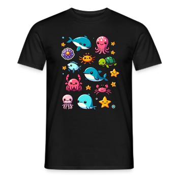 Créatures marines colorées pour les enfants Créatures marines - T-shirt homme - noir - Devant - AI Model Male 178 light (178cm)