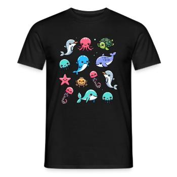 Créatures marines colorées pour les enfants Créatures marines - T-shirt homme - noir - Devant - AI Model Male 178 light (178cm)