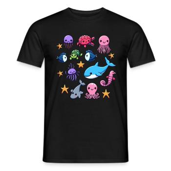 Créatures marines colorées pour les enfants Créatures marines - T-shirt homme - noir - Devant - AI Model Male 178 light (178cm)