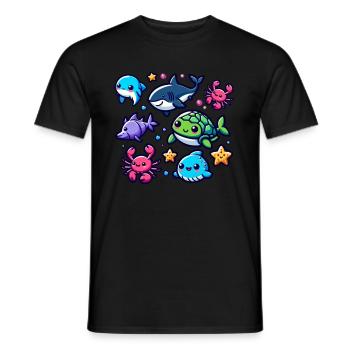 Créatures marines colorées pour les enfants Créatures marines - T-shirt homme - noir - Devant - AI Model Male 178 light (178cm)