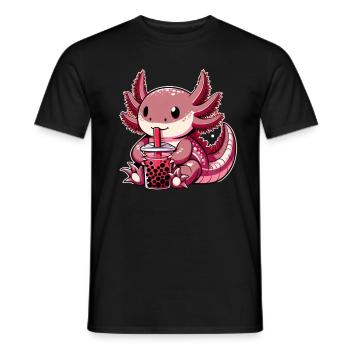 Axolotl Boba Thé Buvant Otaku Anime Lover - T-shirt homme - noir - Devant - AI Model Male 178 light (178cm)