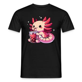 Axolotl Boba Thé Buvant Otaku Anime Lover - T-shirt homme - noir - Devant - AI Model Male 178 light (178cm)