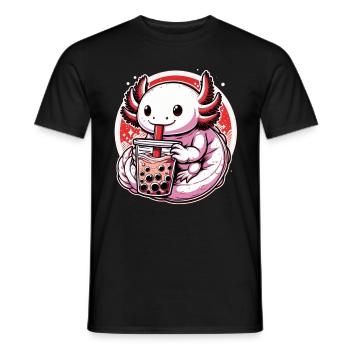 Axolotl Boba Thé Buvant Otaku Anime Lover - T-shirt homme - noir - Devant - AI Model Male 178 light (178cm)