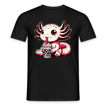 Axolotl Boba Tee Trinken Otaku Anime Liebhaber - Männer T-Shirt - Schwarz - Vorne - AI Model Male 178 light (178cm)