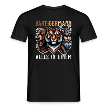 HOMME BARBU Viking barbe Homme Tigre Drôle - T-shirt homme - noir - Devant - AI Model Male 178 light (178cm)