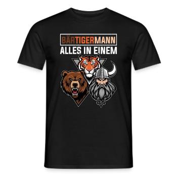 HOMME BARBU Viking barbe Homme Tigre Drôle - T-shirt homme - noir - Devant - AI Model Male 178 light (178cm)