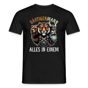 HOMME BARBU Viking barbe Homme Tigre Drôle - T-shirt homme - noir - Devant - AI Model Male 178 light (178cm)