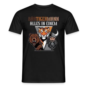 HOMME BARBU Viking barbe Homme Tigre Drôle - T-shirt homme - noir - Devant - AI Model Male 178 light (178cm)