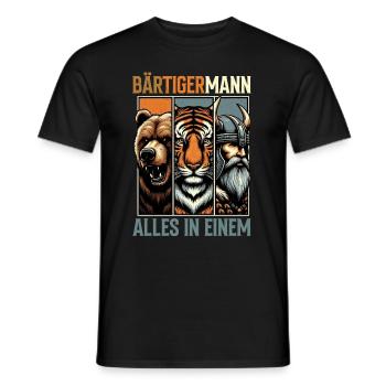 HOMME BARBU Viking barbe Homme Tigre Drôle - T-shirt homme - noir - Devant - AI Model Male 178 light (178cm)
