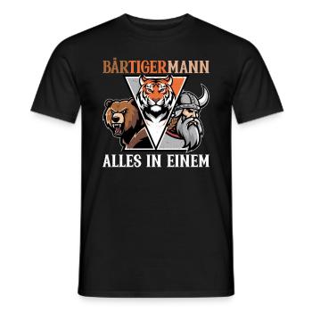 HOMME BARBU Viking barbe Homme Tigre Drôle - T-shirt homme - noir - Devant - AI Model Male 178 light (178cm)