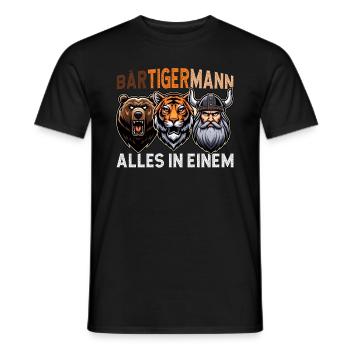 HOMME BARBU Viking barbe Homme Tigre Drôle - T-shirt homme - noir - Devant - AI Model Male 178 light (178cm)