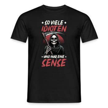 So many idiots and just a scythe of sarcasm - Men's T-Shirt - black - Front - AI Model Male 178 light (178cm)