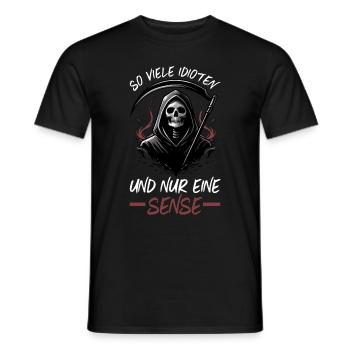 So many idiots and just a scythe of sarcasm - Men's T-Shirt - black - Front - AI Model Male 178 light (178cm)
