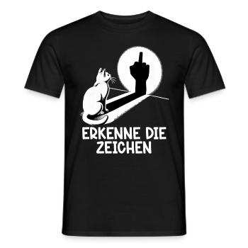 Erkenne die Zeichen Lustige Katze Schatten - Männer T-Shirt - Schwarz - Vorne - AI Model Male 178 light (178cm)