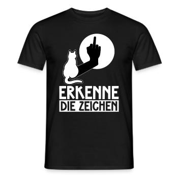 Erkenne die Zeichen Lustige Katze Schatten - Männer T-Shirt - Schwarz - Vorne - AI Model Male 178 light (178cm)