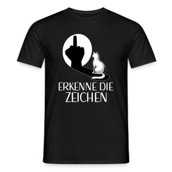 Erkenne die Zeichen Lustige Katze Schatten - Männer T-Shirt - Schwarz - Vorne - AI Model Male 178 light (178cm)