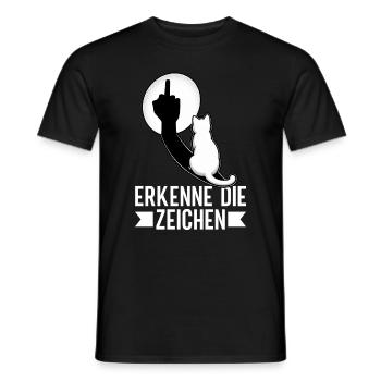Erkenne die Zeichen Lustige Katze Schatten - Männer T-Shirt - Schwarz - Vorne - AI Model Male 178 light (178cm)