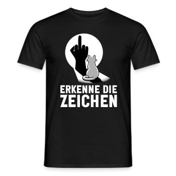 Erkenne die Zeichen Lustige Katze Schatten - Männer T-Shirt - Schwarz - Vorne - AI Model Male 178 light (178cm)