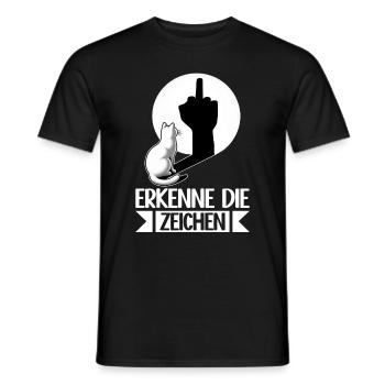 Erkenne die Zeichen Lustige Katze Schatten - Männer T-Shirt - Schwarz - Vorne - AI Model Male 178 light (178cm)