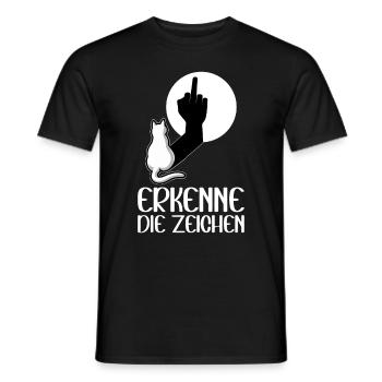 Erkenne die Zeichen Lustige Katze Schatten - Männer T-Shirt - Schwarz - Vorne - AI Model Male 178 light (178cm)