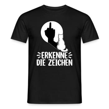 Erkenne die Zeichen Lustige Katze Schatten - Männer T-Shirt - Schwarz - Vorne - AI Model Male 178 light (178cm)