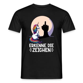 Erkenne die Zeichen Einhorn Schatten Lustiger - Männer T-Shirt - Schwarz - Vorne - AI Model Male 178 light (178cm)