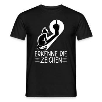 Erkenne die Zeichen Lustige Katze Schatten - Männer T-Shirt - Schwarz - Vorne - AI Model Male 178 light (178cm)