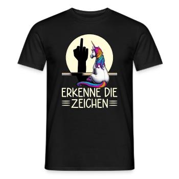 Erkenne die Zeichen Einhorn Schatten Lustiger - Männer T-Shirt - Schwarz - Vorne - AI Model Male 178 light (178cm)