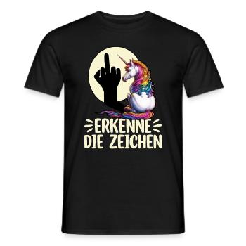 Erkenne die Zeichen Einhorn Schatten Lustiger - Männer T-Shirt - Schwarz - Vorne - AI Model Male 178 light (178cm)