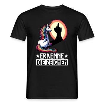 Erkenne die Zeichen Einhorn Schatten Lustiger - Männer T-Shirt - Schwarz - Vorne - AI Model Male 178 light (178cm)