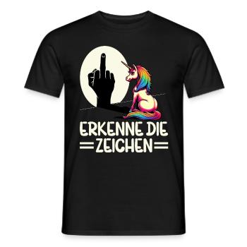 Erkenne die Zeichen Einhorn Schatten Lustiger - Männer T-Shirt - Schwarz - Vorne - AI Model Male 178 light (178cm)