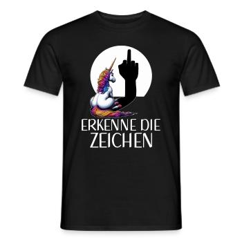 Erkenne die Zeichen Einhorn Schatten Lustiger - Männer T-Shirt - Schwarz - Vorne - AI Model Male 178 light (178cm)