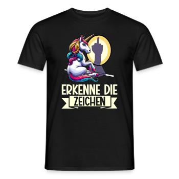 Erkenne die Zeichen Einhorn Schatten Lustiger - Männer T-Shirt - Schwarz - Vorne - AI Model Male 178 light (178cm)
