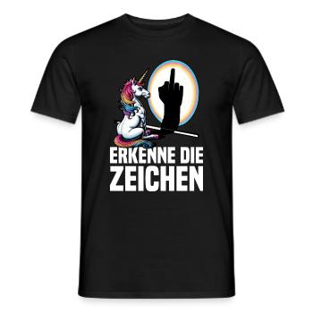 Erkenne die Zeichen Einhorn Schatten Lustiger - Männer T-Shirt - Schwarz - Vorne - AI Model Male 178 light (178cm)