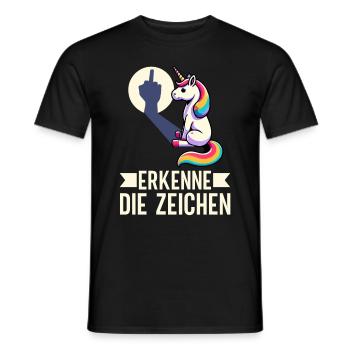 Erkenne die Zeichen Einhorn Schatten Lustiger - Männer T-Shirt - Schwarz - Vorne - AI Model Male 178 light (178cm)