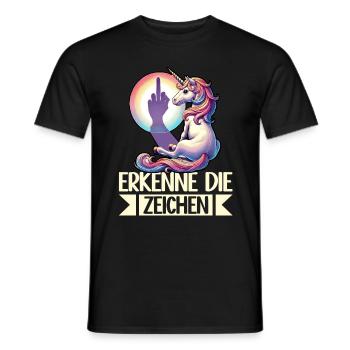 Erkenne die Zeichen Einhorn Schatten Lustiger - Männer T-Shirt - Schwarz - Vorne - AI Model Male 178 light (178cm)
