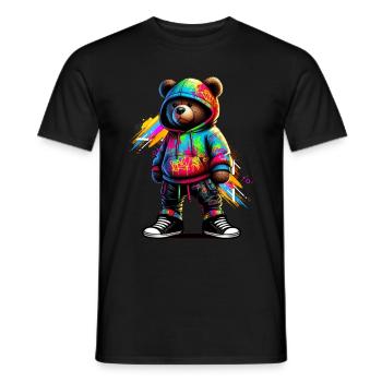 Hip Hop Teddybär Bunte Urban Rap Music - Männer T-Shirt - Schwarz - Vorne - AI Model Male 178 light (178cm)