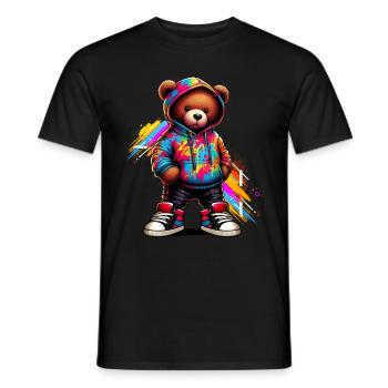 Hip Hop Teddybär Bunte Urban Rap Music - Männer T-Shirt - Schwarz - Vorne - AI Model Male 178 light (178cm)
