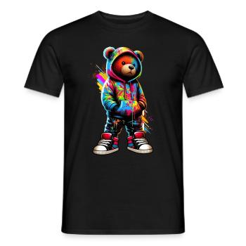 Hip Hop Teddybär Bunte Urban Rap Music - Männer T-Shirt - Schwarz - Vorne - AI Model Male 178 light (178cm)