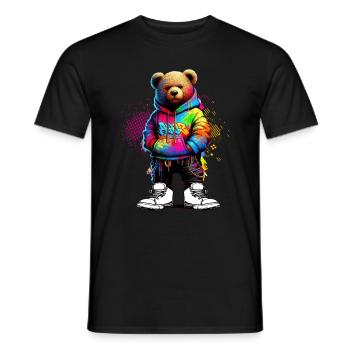 Hip Hop Teddybär Bunte Urban Rap Music - Männer T-Shirt - Schwarz - Vorne - AI Model Male 178 light (178cm)