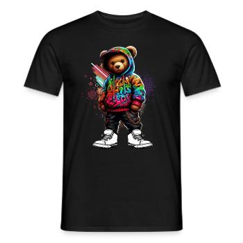 Hip Hop Teddybär Bunte Urban Rap Music - Männer T-Shirt - Schwarz - Vorne - AI Model Male 178 light (178cm)