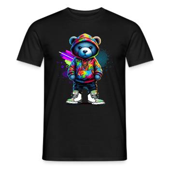 Hip Hop Teddybär Bunte Urban Rap Music - Männer T-Shirt - Schwarz - Vorne - AI Model Male 178 light (178cm)