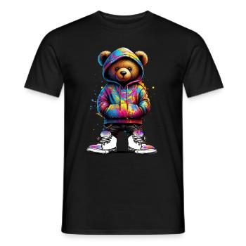 Hip Hop Teddybär Bunte Urban Rap Music - Männer T-Shirt - Schwarz - Vorne - AI Model Male 178 light (178cm)