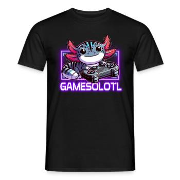 Gamesolotl Kawaii Axolotl Cute Anime Gamer Boys - Men's T-Shirt - black - Front - AI Model Male 178 light (178cm)