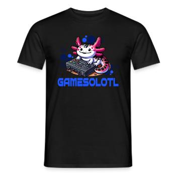 Gamesolotl Kawaii Axolotl Cute Anime Gamer Boys - Men's T-Shirt - black - Front - AI Model Male 178 light (178cm)